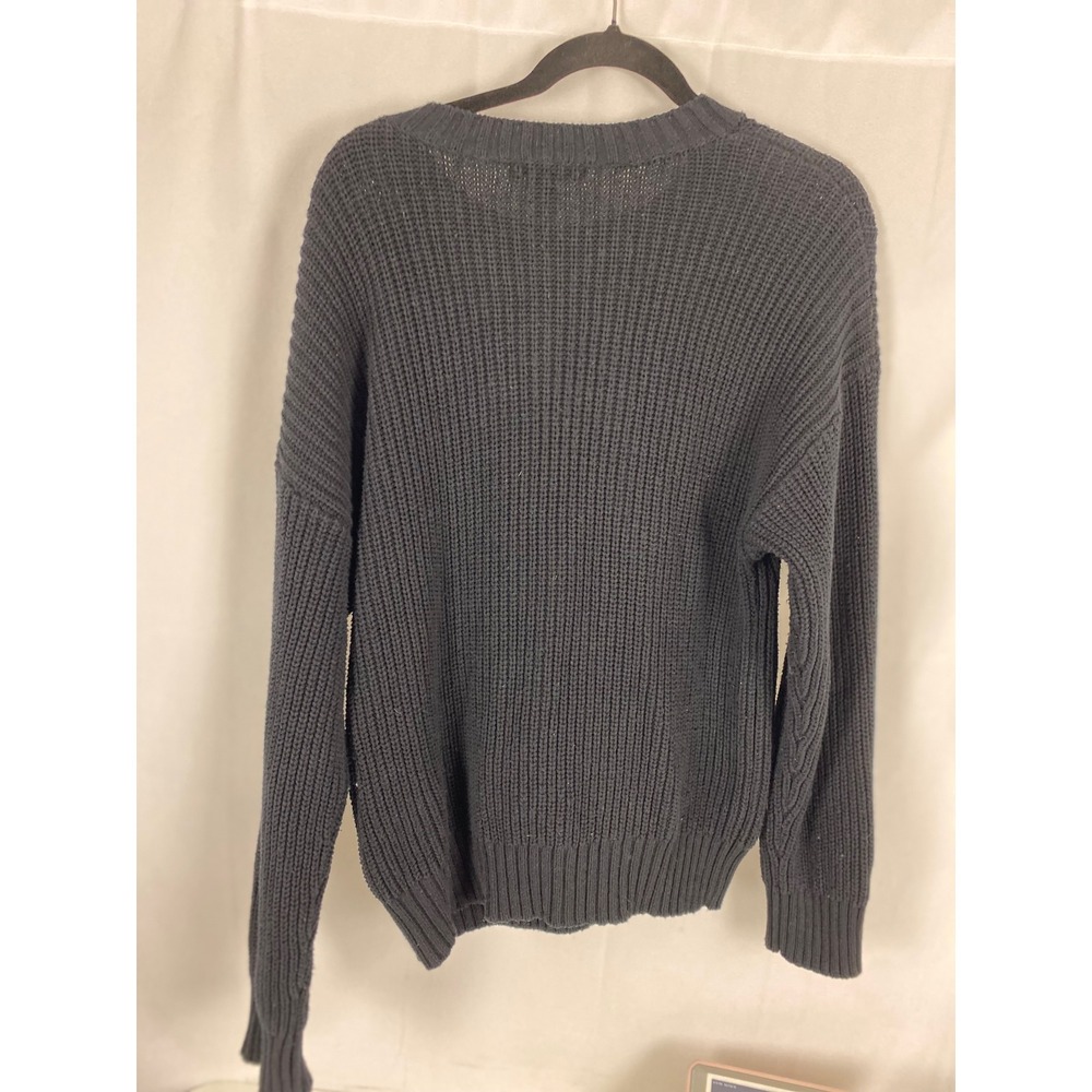 Forever 21 Womens Black‎ Abstract Face Line Art Ribbed Knit Sweater Large - Picture 9 of 11